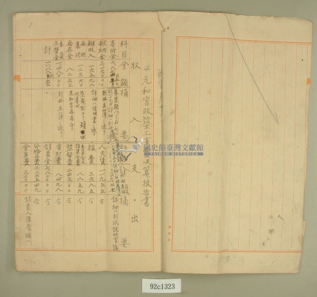 昭和十四年元和宮改築工事費決算報書藏品圖，第2張