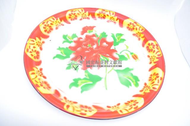 藍口彩繪折枝牡丹花琺瑯瓷胎大盤藏品圖，第2張