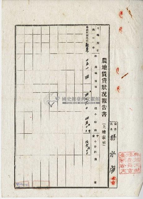 昭和十五年林水宙農地賃貸狀況報告藏品圖，第2張