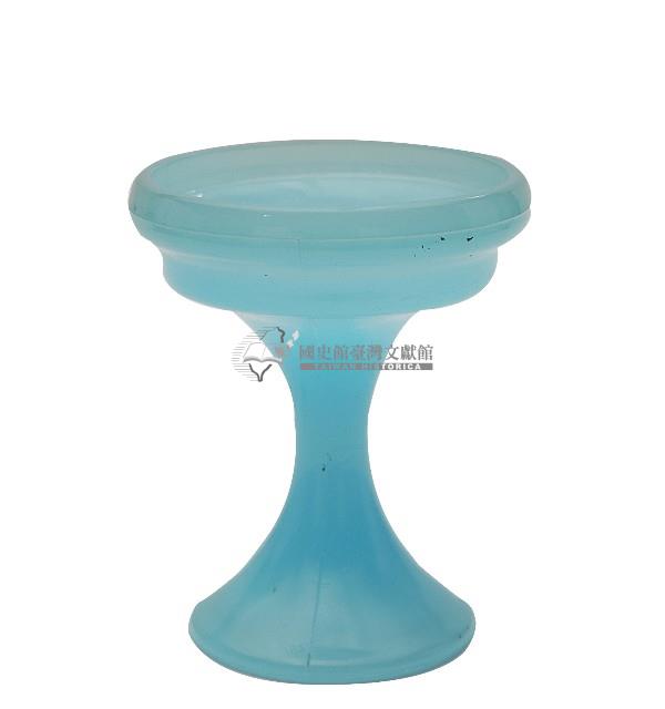 淡藍色透明玻璃高腳細腰杯藏品圖，第2張
