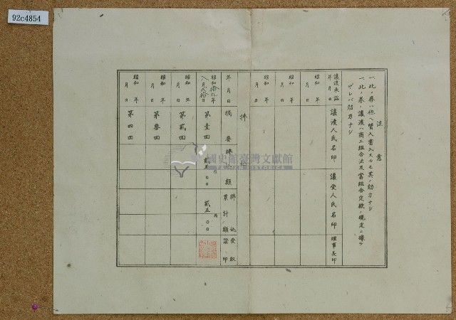 昭和十九年鄭樹台灣帽蓆製品紀制組合出資証券藏品圖，第2張