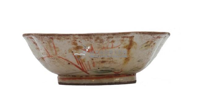 紅綠彩寫意紋飾輪花型深腹碗藏品圖，第2張