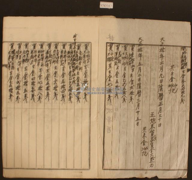 大正十年二月二十一日至五月二日林九牧祖收支簿內頁藏品圖，第2張