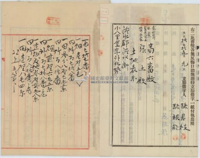 大正十年十一月九日淡水郡淡水街駱君枝、駱根能胎借字藏品圖，第2張