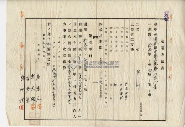 昭和九年張水性等四人官有原野預約賣渡藏品圖，第2張