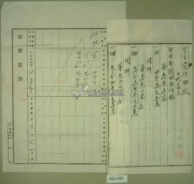 大正十 一年范朝燈土地共有權賣卻賣渡證書藏品圖，第2張