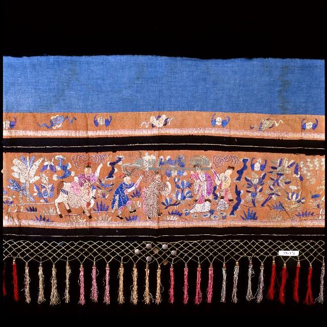 橙色吉祥繡樣床簾藏品圖，第2張