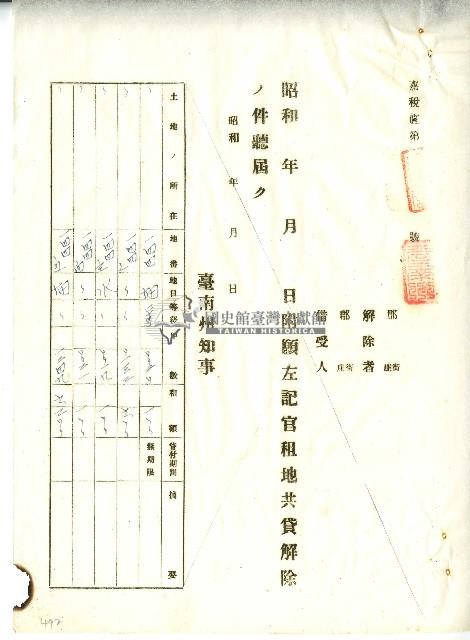 昭和十年官租地共貸解除證明藏品圖，第12張