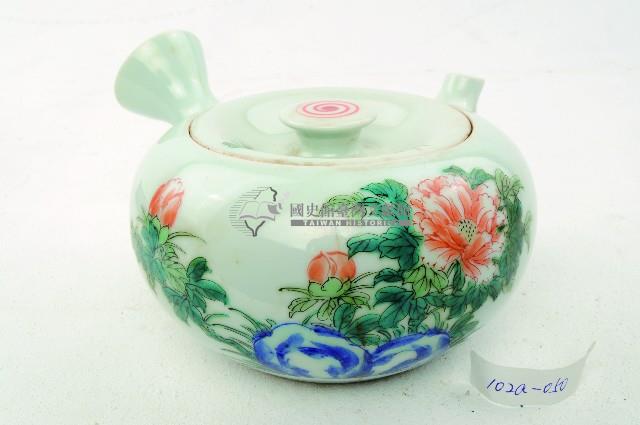 九谷窯五彩牡丹花鳥石紋側把壺（急需）藏品圖，第6張