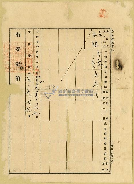 大正元年至昭和十五年陳奇灶土地分筆登記申請書相關文書藏品圖，第6張