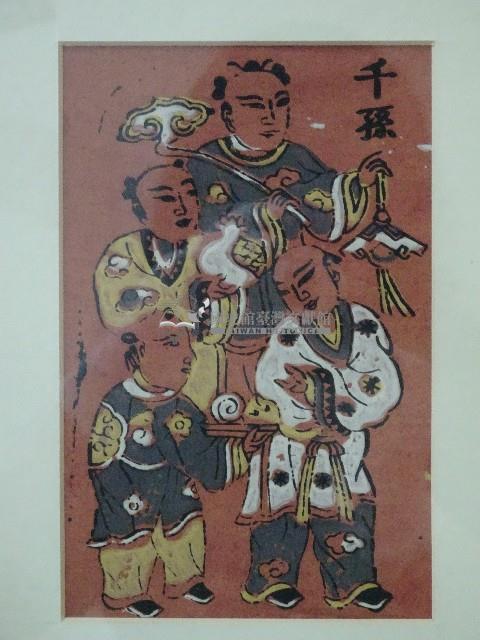 裱框門神百子千孫彩繪藏品圖，第3張