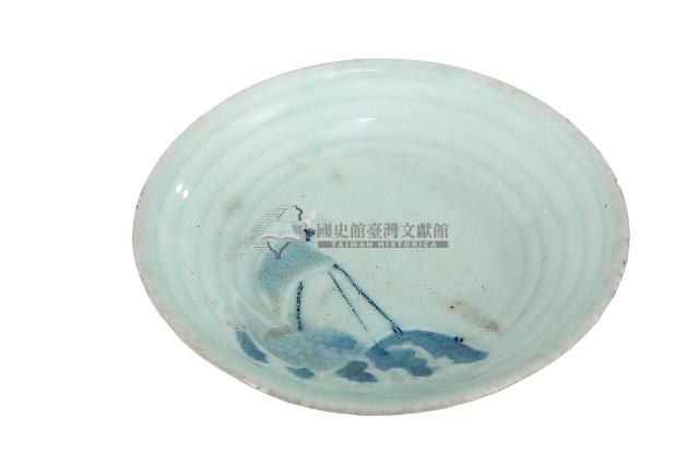 青地帆船波浪紋盤藏品圖，第1張