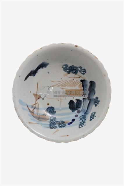 釉上彩山水紋缽藏品圖，第1張