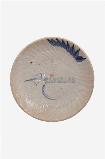 青花陽刻水波鶴紋盤藏品圖，第1張