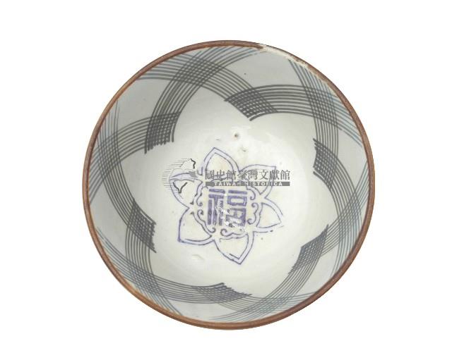 青花線紋福字紋碗藏品圖，第2張