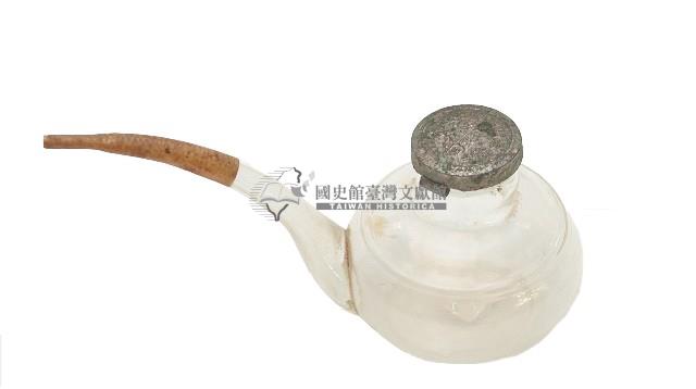 金屬蓋長流透明玻璃油瓶藏品圖，第2張