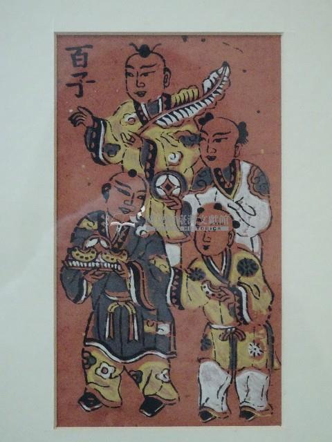 裱框門神百子千孫彩繪藏品圖，第2張