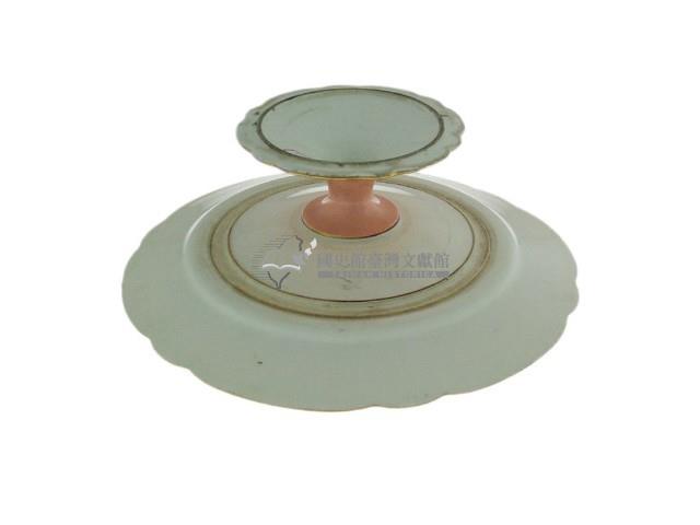 金邊花口粉色府徽章款高腳盤、藏品圖，第2張