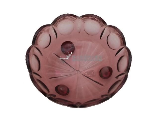 紫色蓮瓣型三足透明玻璃盤藏品圖，第2張