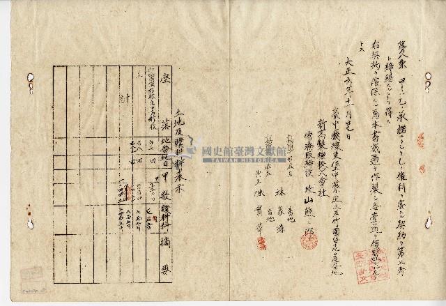 大正六年陳實華土地贌耕契約書藏品圖，第2張