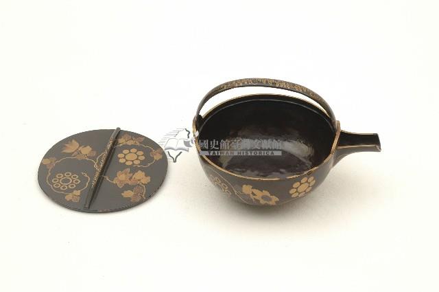 金屬胎圓形提把式黑漆地酒器藏品圖，第2張
