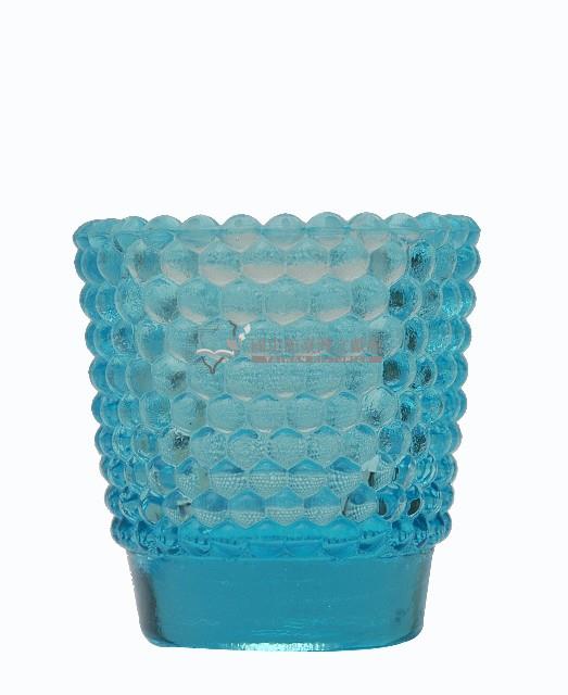 藍色六角型浮雕玻璃杯藏品圖，第2張