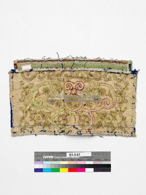 中國臺江苗族藍底綠色刺繡繡片藏品圖，第2張