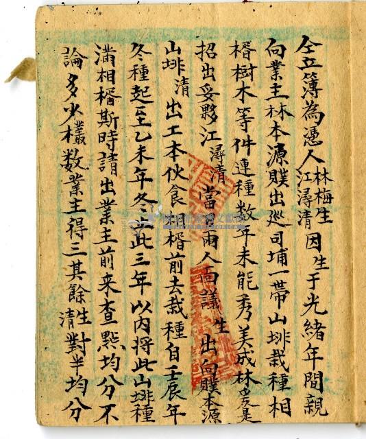 光緒十九年林梅生立種相楈約簿藏品圖，第2張