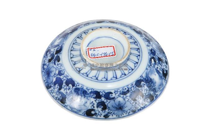 青花纏枝花卉開光山水花輪花紋碗藏品圖，第2張