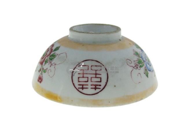 金口彩繪印紋折枝花卉紋瓷碗（多組）藏品圖，第6張