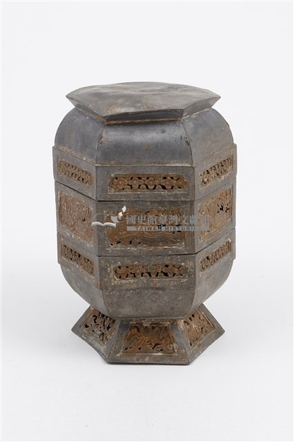 六角形可拆卸式粉盒錫器一組藏品圖，第1張