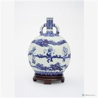 仿明樂窯青花人物扁壺藏品圖，第1張