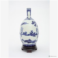 仿明樂窯青花人物扁壺藏品圖，第2張