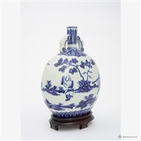 仿明樂窯青花人物扁壺藏品圖，第3張