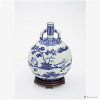 仿明樂窯青花人物扁壺藏品圖，第4張
