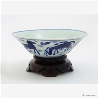 仿明嘉靖窯青花八駿撇口碗藏品圖，第2張