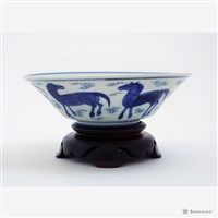 仿明嘉靖窯青花八駿撇口碗藏品圖，第3張