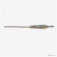 銀景泰藍髮簪藏品圖，第2張