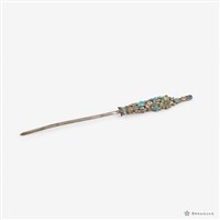 銀景泰藍髮簪藏品圖，第3張