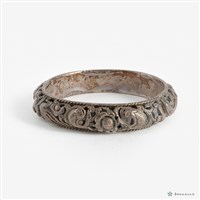 透雕雙龍朝口銀鐲藏品圖，第1張