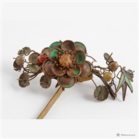 花開富貴銀髮簪藏品圖，第3張