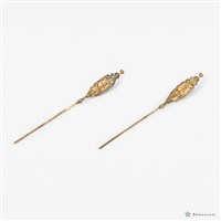 銀鑲寶石花草髮簪藏品圖，第2張