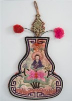 白底葫蘆形佛坐蓮花紋煙絲袋藏品圖，第2張