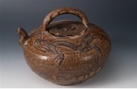 褐釉提樑龍紋注壺藏品圖，第1張