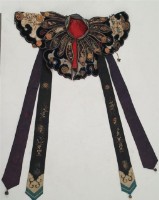 黑緞地彩繡柳葉式立領雲肩藏品圖，第2張