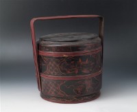 黑朱漆描金雙層提籃藏品圖，第1張