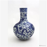 仿清青花雙龍花卉天球瓶藏品圖，第4張