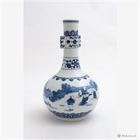 仿清乾隆青花童玩雙耳長頸瓶藏品圖，第4張