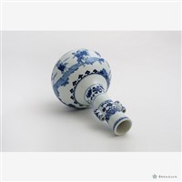 仿清乾隆青花童玩雙耳長頸瓶藏品圖，第5張