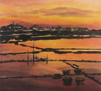 日落糠榔莊鹽岸夕照藏品圖，第1張